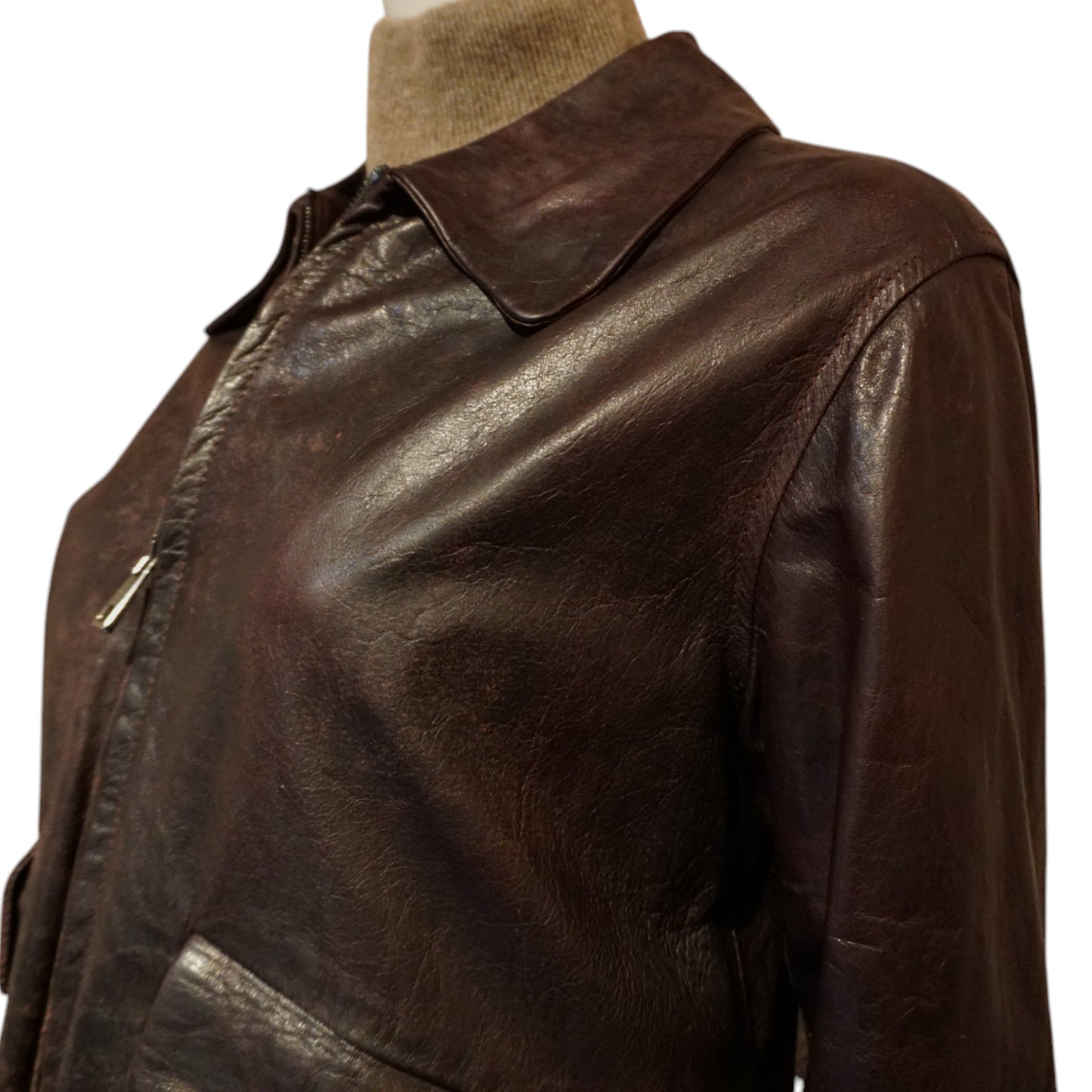 Zip Through Leather Jacket