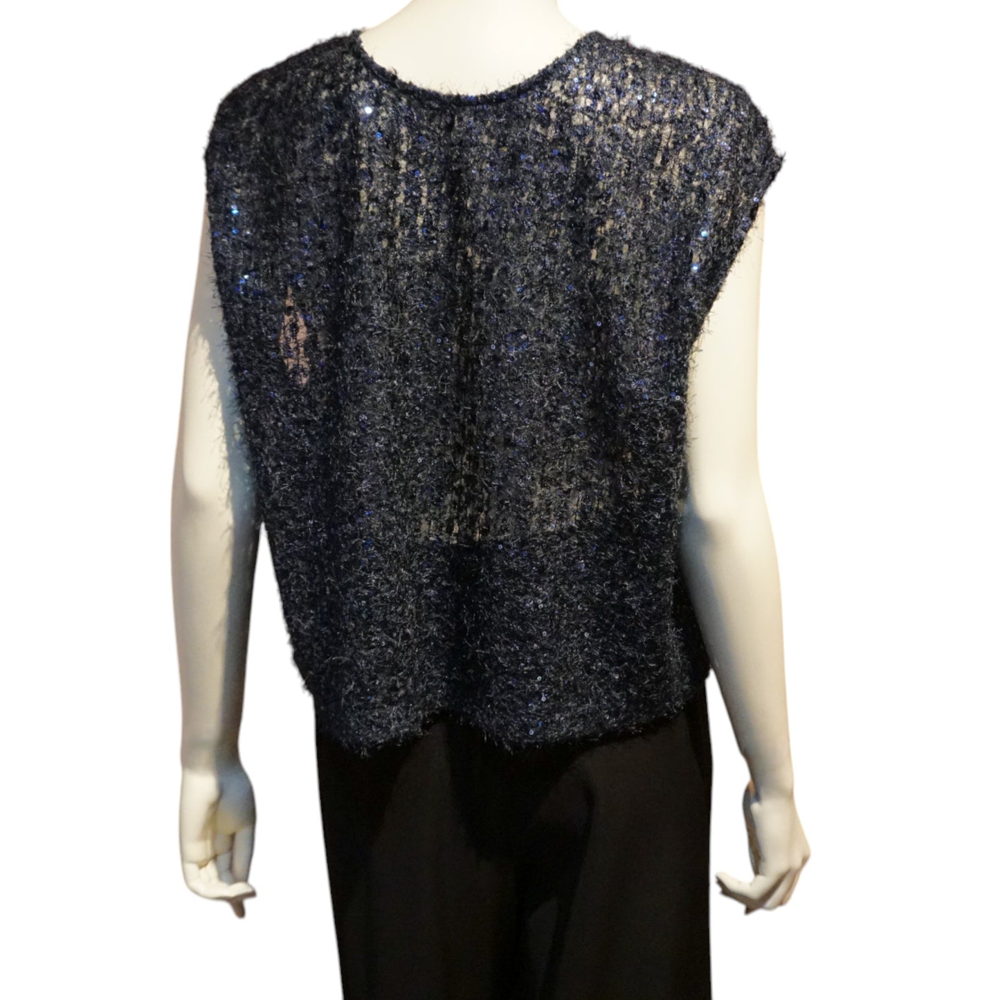 Sequin V-Neck Sheer Top