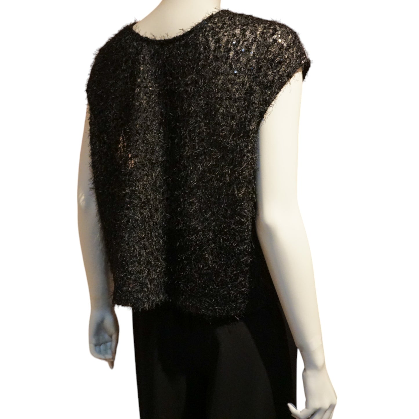 Sequin V-Neck Sheer Top