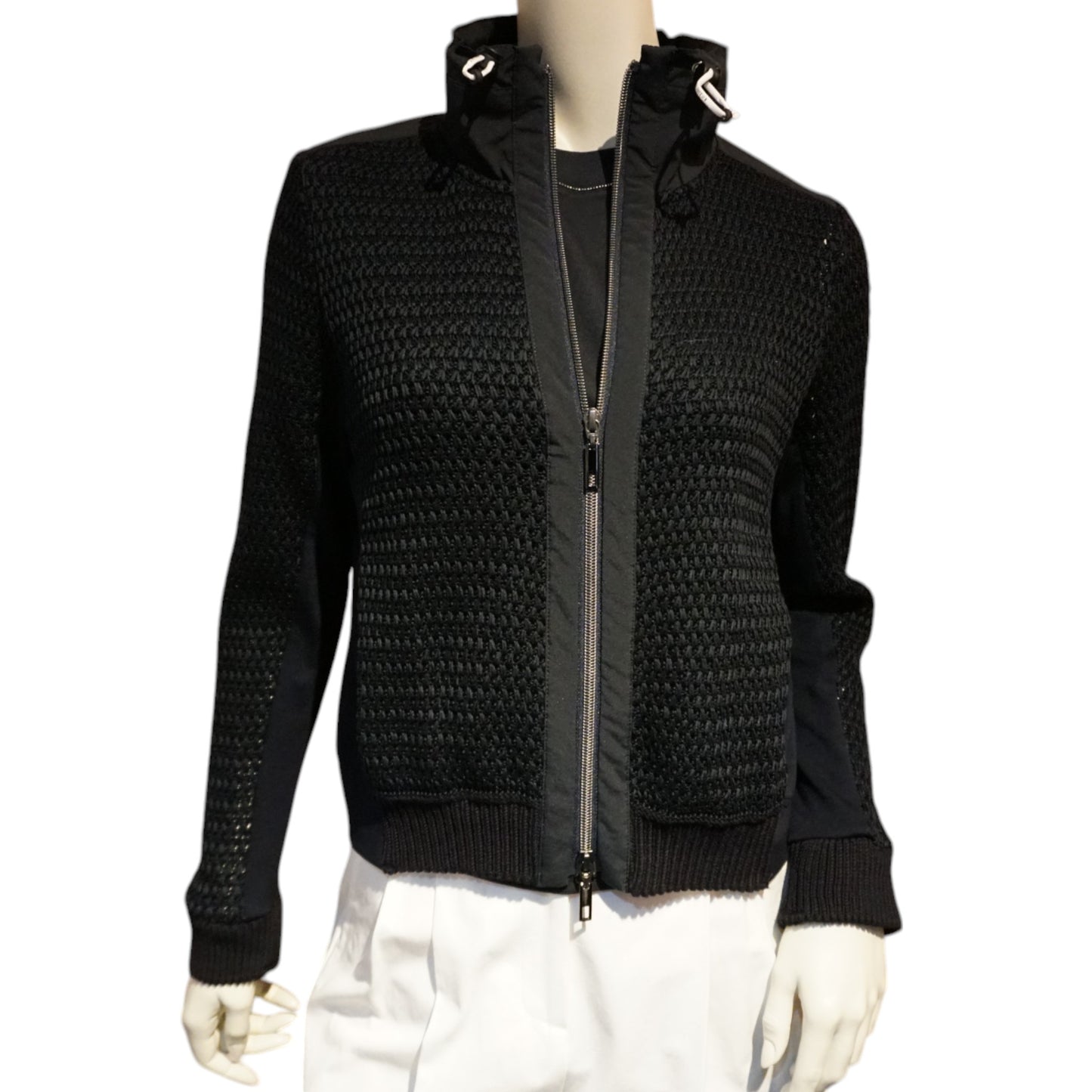 Zip Through Openwork Knitted Jacket