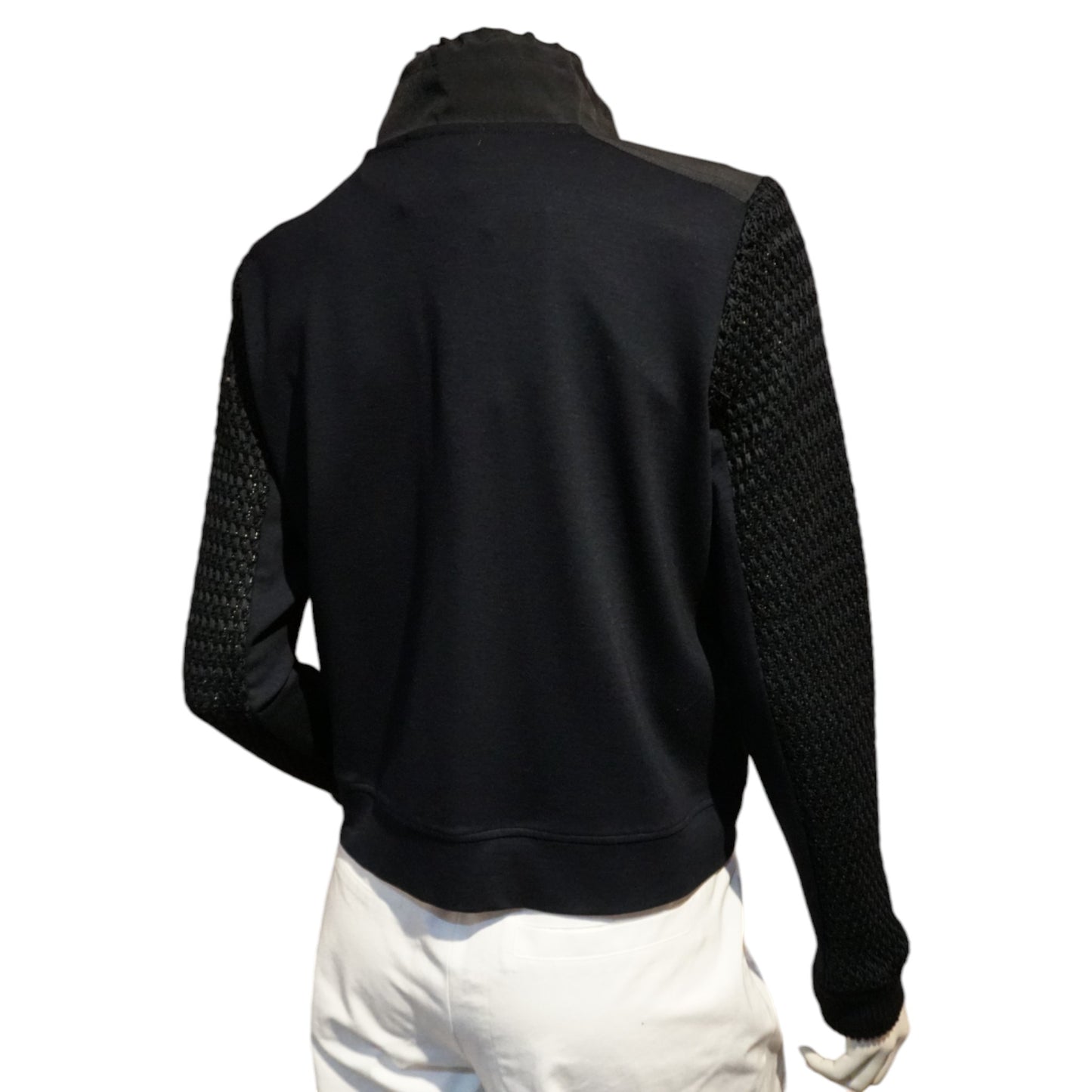 Zip Through Openwork Knitted Jacket